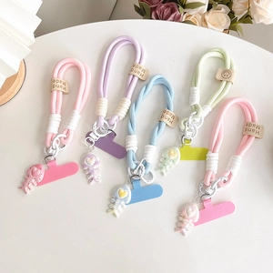 Chic woven phone strap with heart fishbone pendant in multiple pastel colors set