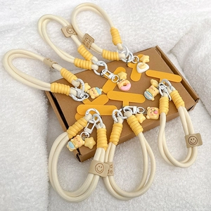 Braided Phone Lanyard With Cartoon Bear Star Pendants Nylon Rope Wrist Strap Anti Drop Fashion Accessory Women