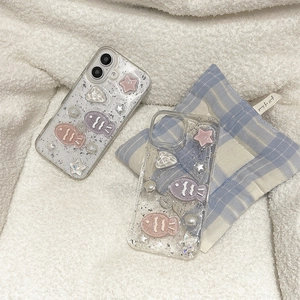 Sparkly glitter iPhone case with 3D resin sea creatures including fish and starfish