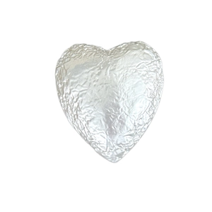 Silver heart phone grip with creative foil texture and liquid metal finish for desk use