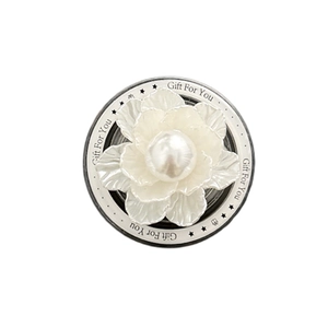 Support téléphone fleur de camélia blanc avec perle et inscription Gift For You décorative
