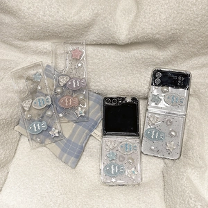 Custodia trasparente oceano glitterata con pesci in resina e conchiglie per Samsung Z Flip