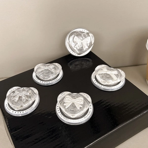 Five pieces of transparent heart phone grips with elegant bow relief and base engraving