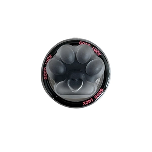 Transparent cat paw magnetic phone socket with heart detail and Good Luck text