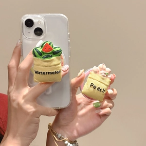 Schattige cartoon fruit telefoonhouder met creatieve ontwerpen van watermeloen en perzik