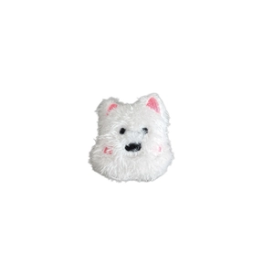 Cute white plush puppy phone grip with a retractable airbag stand for desk