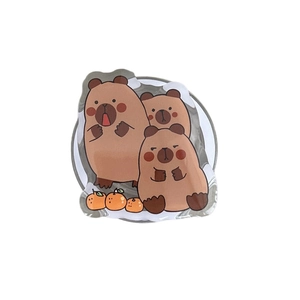 Cartoon capybara magnetic phone socket holder with three cute acrylic character designs