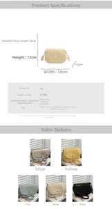 Size specifications of PU leather flap crossbody bag in five assorted colors