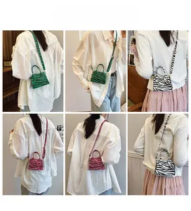 Mini zebra print crossbody bag with top handle and detachable strap in multiple colors