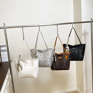 Large snake print tote bags for women with silk scarves available in four elegant colors