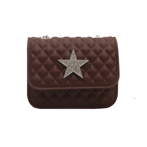 Deep burgundy quilted diamond chain bag with a large sparkling star crystal ornament