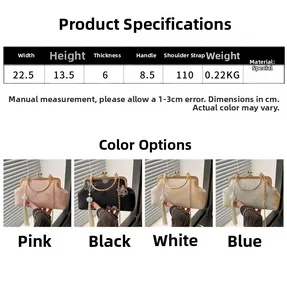 Size chart and dimensions for the butterfly flower embroidered square chain evening bag