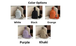 Mini sacs de poitrine en nylon disponibles en blanc, noir, orange, violet et kaki