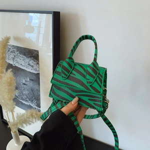 Mini zebra print crossbody bag with top handle and matching shoulder strap for women