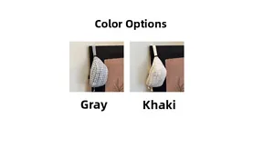 Detailed comparison of gray and khaki plaid waist bags with adjustable straps for women