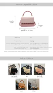 Detailed sizing chart and color guide for women PU leather flap bag with woven handle