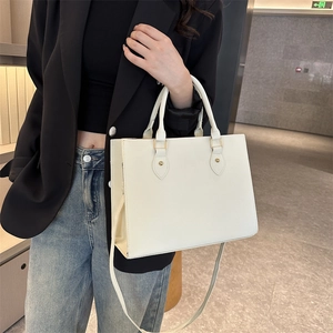 Minimalist off-white large capacity business tote bag with elegant gold hardware