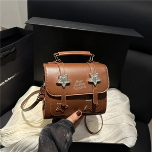 Women's Star Decor PU Leather Square Bag Fashion Crossbody Handbag With Letter Print For Daily Commute
