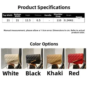 Detailed size specifications for quilted PU leather crossbody bag with metal accents