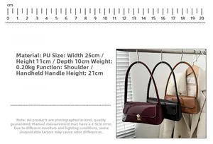 Detailed dimensions of retro PU leather shoulder bags in burgundy, black and brown