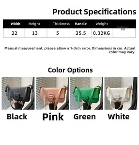 Detailed size specifications for the mini PU leather baguette shoulder bag with dimensions