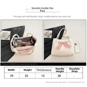Detailed size chart for beige tote bag showing 29x25x10cm dimensions and interior space