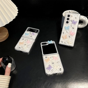 Luxury butterfly pearl rhinestone case for Samsung Galaxy Z Flip series phone