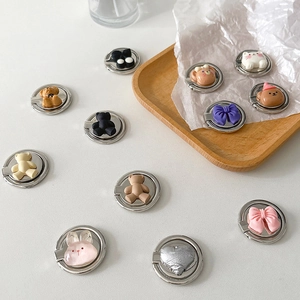 Cute cartoon bear and rabbit metal phone ring holders in assorted macaron colors