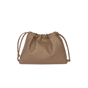 Sac seau femme kaki foncé à cordon de serrage avec texture tressée et logo doré