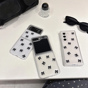 Transparent glitter phone case with 3D black bow for Samsung Galaxy Z Flip series