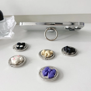 Cute 3D cartoon bear and bunny metal phone ring holders with rotating stand function