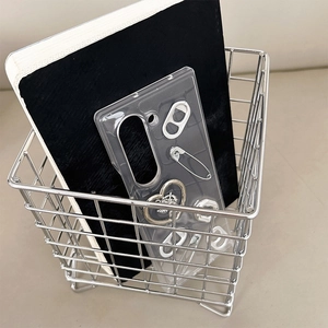 Transparent Samsung Galaxy case with 3D metal heart and safety pin charms in industrial style