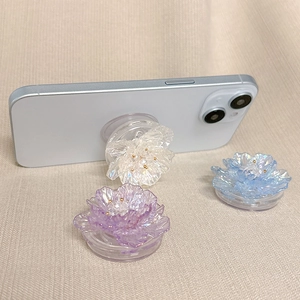 Élégant support de téléphone extensible en forme de fleur irisante pour bureau et bureau