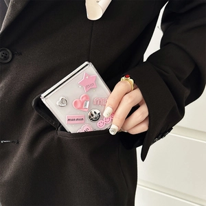 Detailed close-up of a pink 3D puppy heart design on a Samsung Z Flip 6 foldable phone case