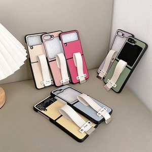 Leather wristband phone case for Samsung Z Flip 6 in multiple pastel colors