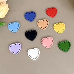Heart Shaped Phone Ring Stand Holder Adhesive Foldable Alloy Metal Matte Macaron Colors Handheld Grip For Smartphones Stand