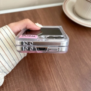 Detailed close-up of Samsung Galaxy Z Flip case with precise charging port cutouts
