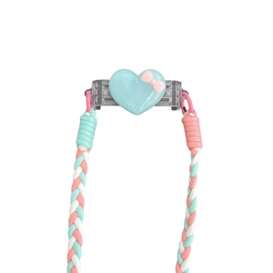 Pastel heart phone back clip with colorful braided crossbody neck strap for women