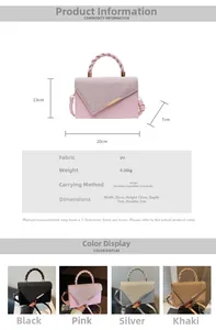 Guide des tailles et options de couleurs pour le petit sac carré en cuir PU avec fil doré