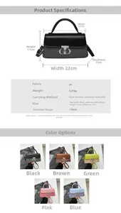 Detailed product dimensions and specifications for the retro PU leather crossbody square bag