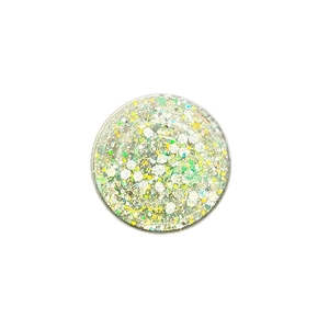 Sparkly heart and round glitter phone grip stand with green and yellow sequins