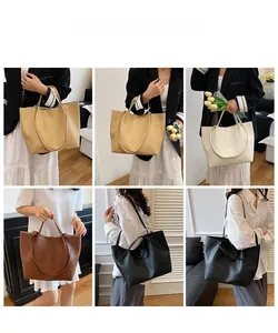 Collage of large matte leather tote bags in various colors showing style and capacity