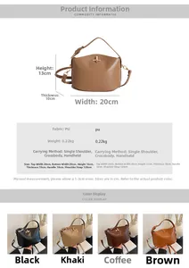 Detailed size guide and parameters for minimal PU leather handbag with strap dimensions