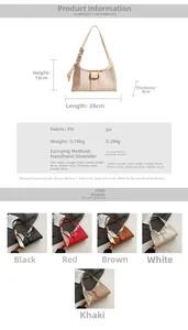 Spécifications détaillées de taille du sac baguette en PU avec foulard en soie