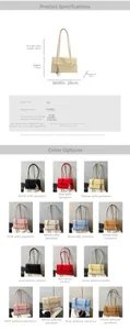 Detailed size specifications and color comparison of the minimalist PU shoulder bag