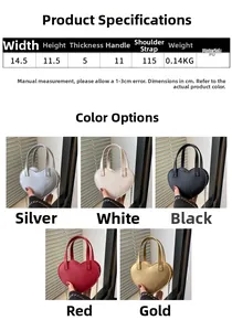 Spécifications de taille pour mini sacs en forme de cœur en PU de plusieurs couleurs