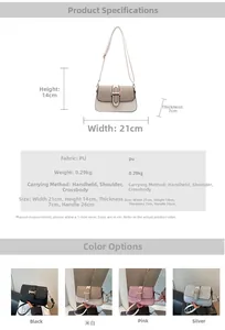 Detailed size specifications for women PU leather crossbody bag with metal H-buckle