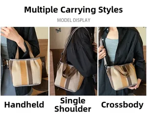 Trois modes de portage : à main, à l'épaule ou en bandoulière pour ce sac à rayures chic