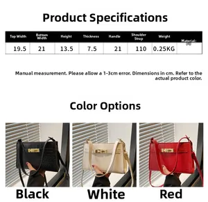 Detailed size specifications for quilted faux leather handbag with crocodile pattern