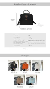 Detailed size guide of the embossed leather handbag showing 24x19x9cm dimensions